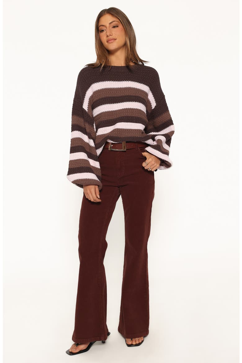 Kadie Textured Knit Sweater, Alternate, color, CHOCOLATE PINK STRIPE
