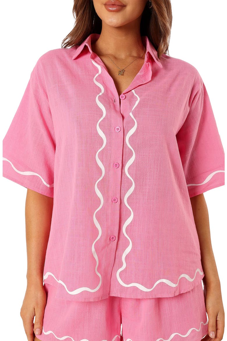 Sunshine Cotton Button-Up Shirt & Shorts Set, Alternate, color, PINK