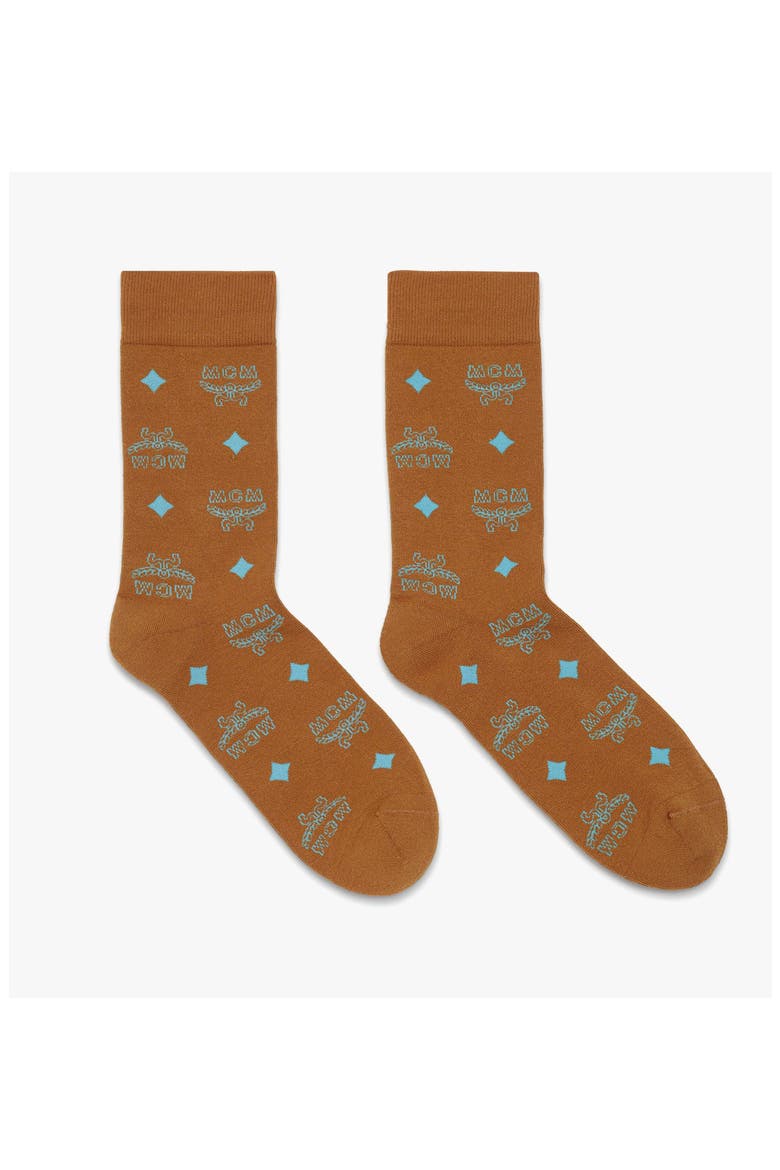 Monogram Knit Socks, Main, color, Blue Ceramic