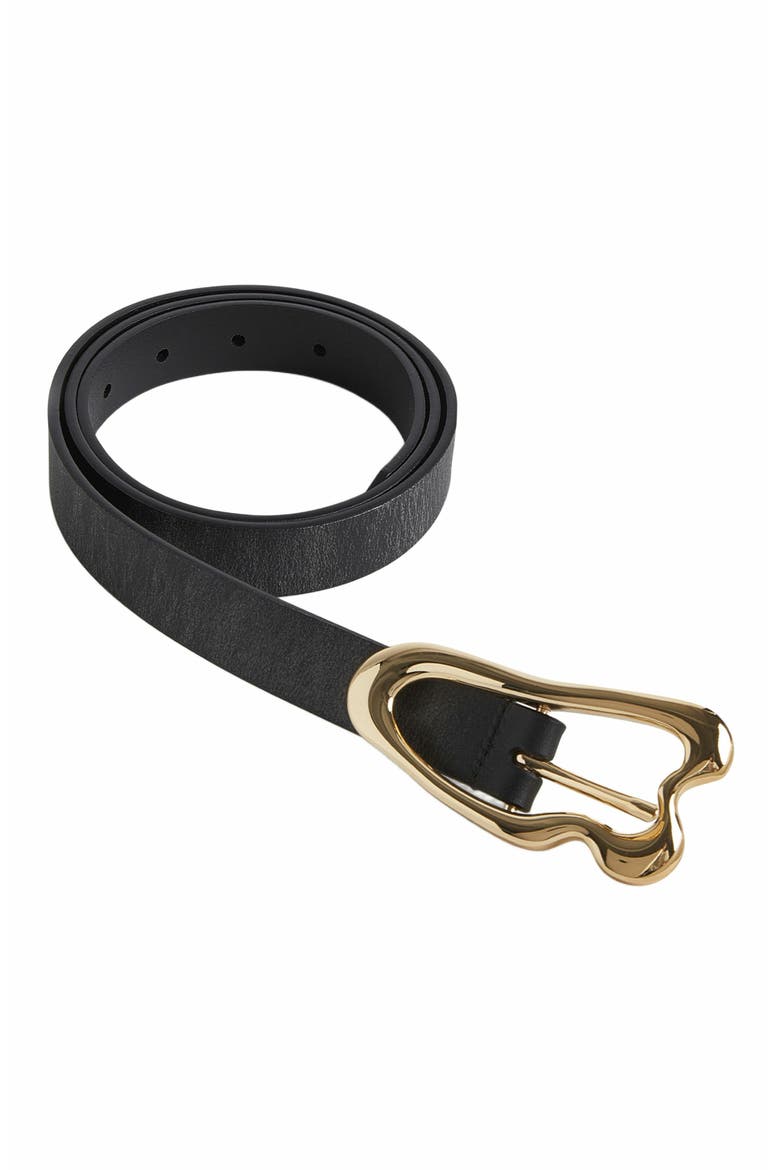 Signature Thin Buckle Belt, Main, color, BLACK