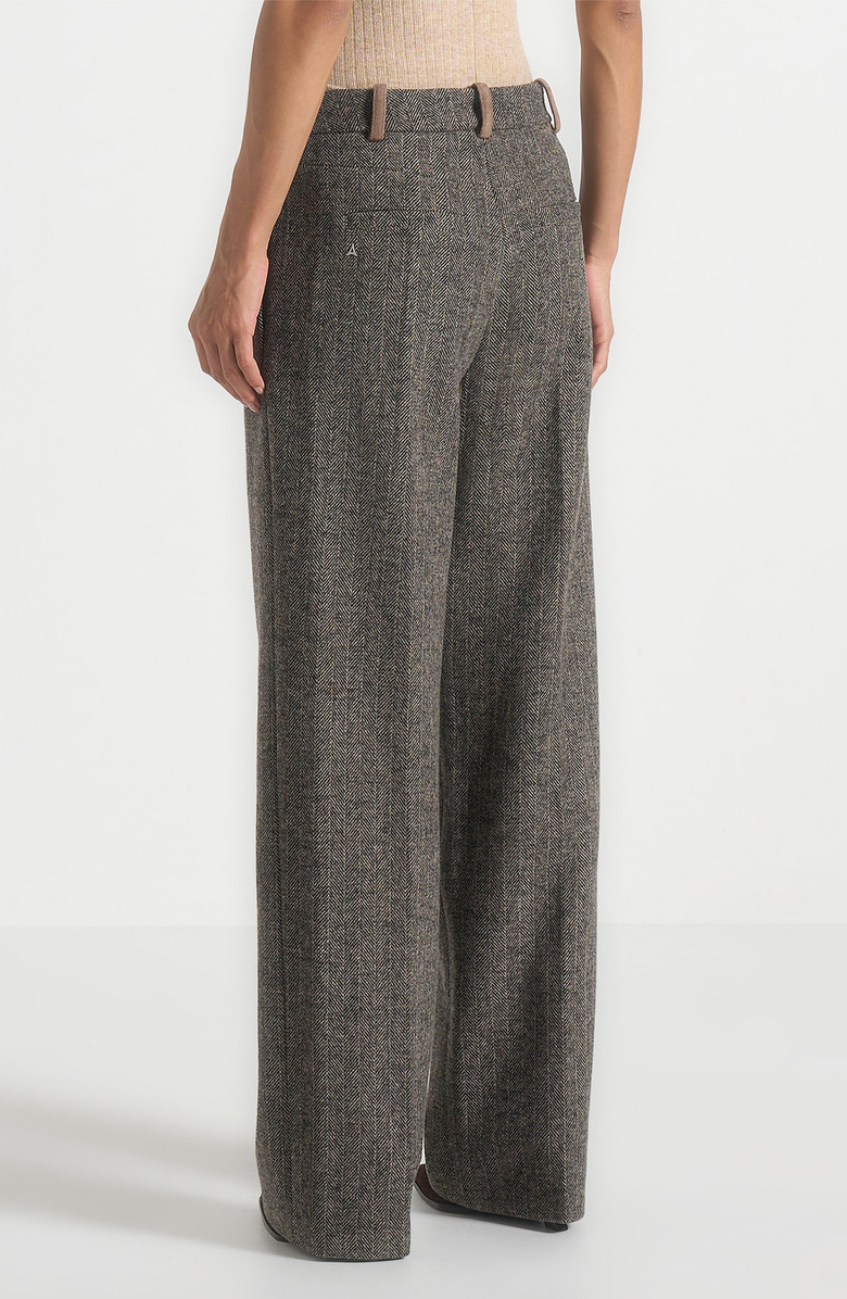 Manière De Voir Julie Herringbone Wool Twin Pleat Trousers, Alternate, color, Grey
