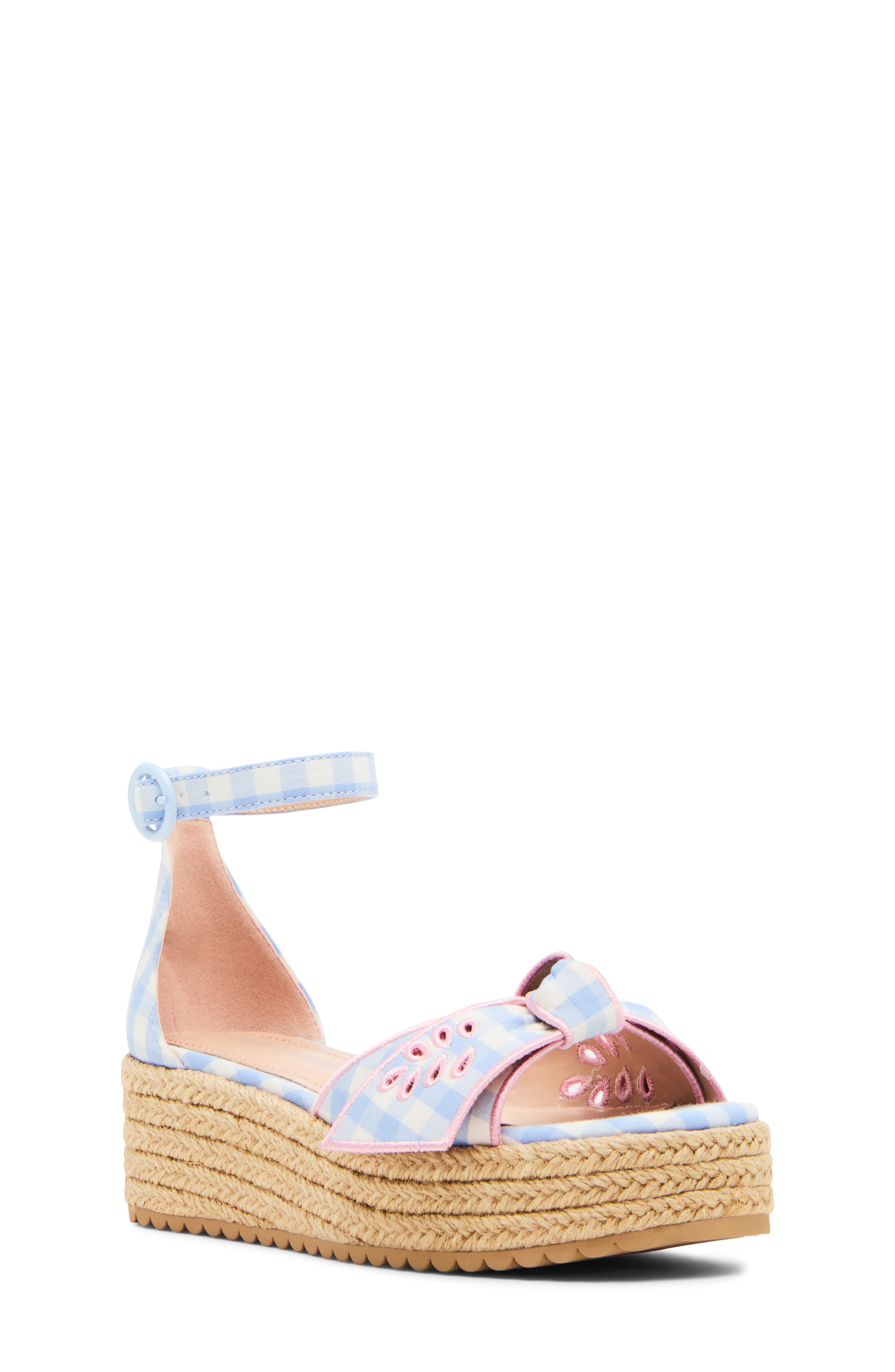 Steve Madden Kids' Lucille Ankle Strap Platform Sandal, Main, color, Blue Gingham