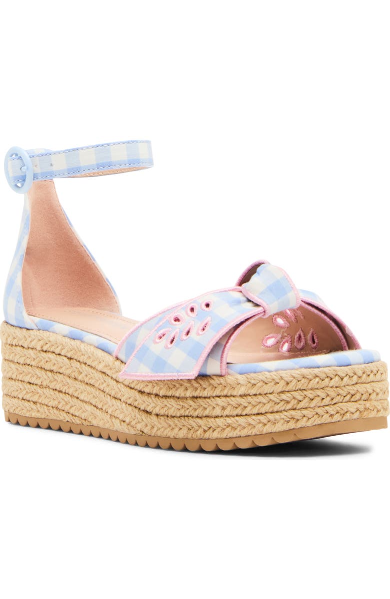 Steve Madden Kids' Lucille Ankle Strap Platform Sandal, Main, color, Blue Gingham