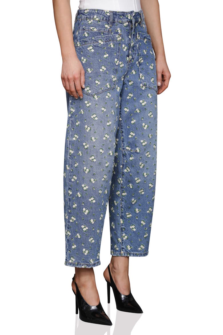 Embroidered Barrel Leg Jeans, Alternate, color, CAFE WASH