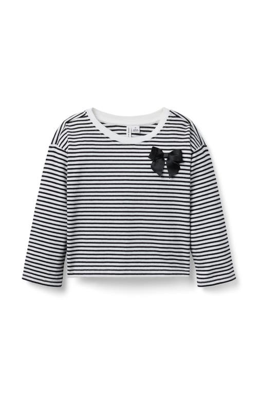 Janie And Jack Striped Bow Top In Black