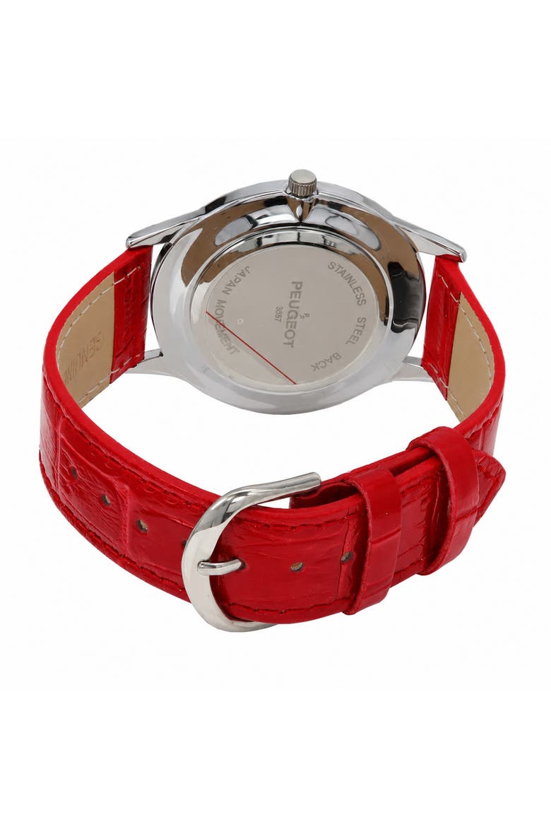 Easy Read Large Face Leather Watch- 40MM, Alternate, color, Red