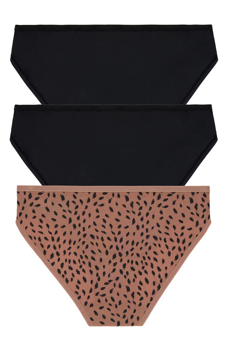 DKNY Assorted 3-Pack Microfiber Bikinis, Alternate, color, Black/ Animal Assorted