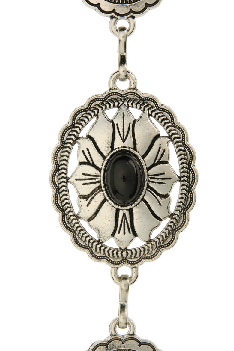 Metal Stone Belt, Alternate, color, SILVER- BLACK