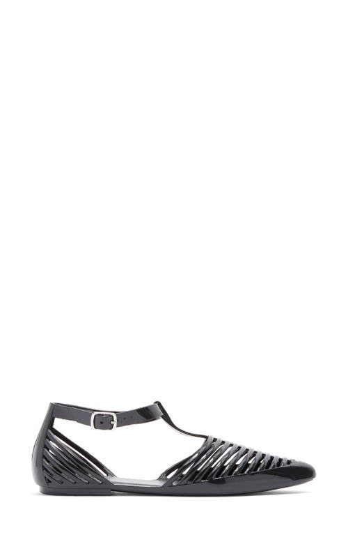 Jeffrey Campbell Squeaky Jelly Flat In Black Shiny