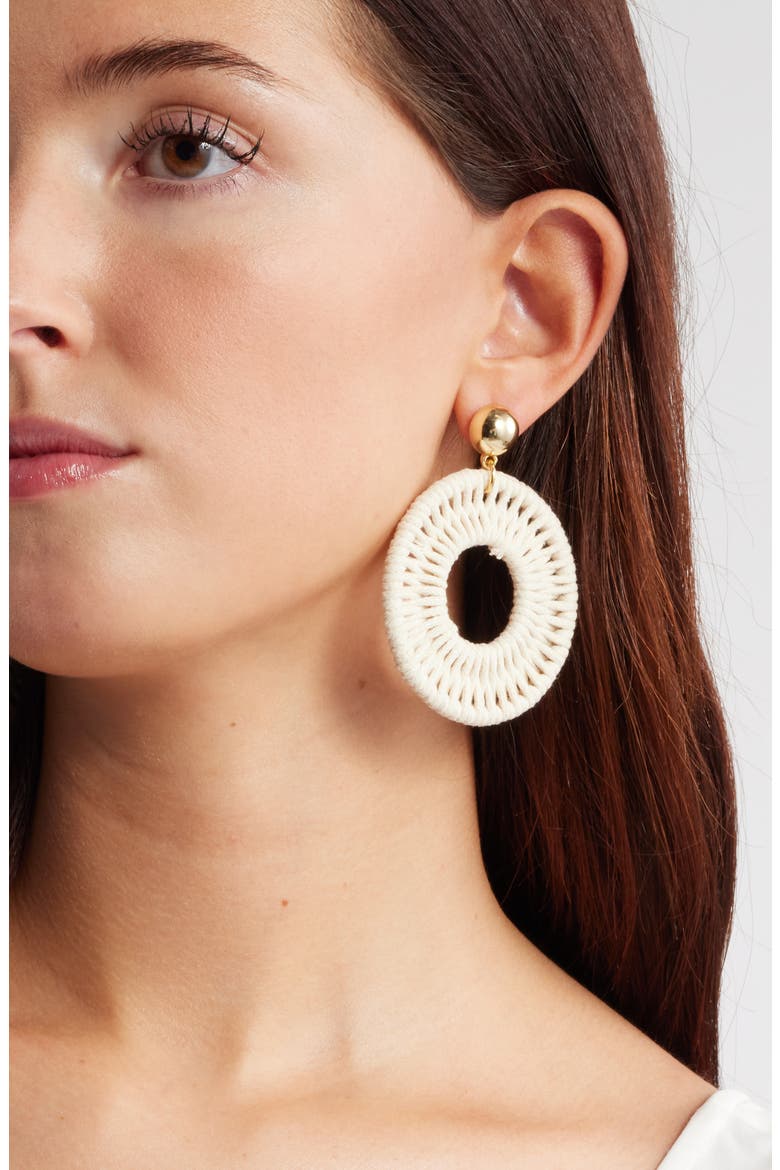 Cord Wrapped Statement Drop Earrings, Alternate, color, IVORY- GOLD