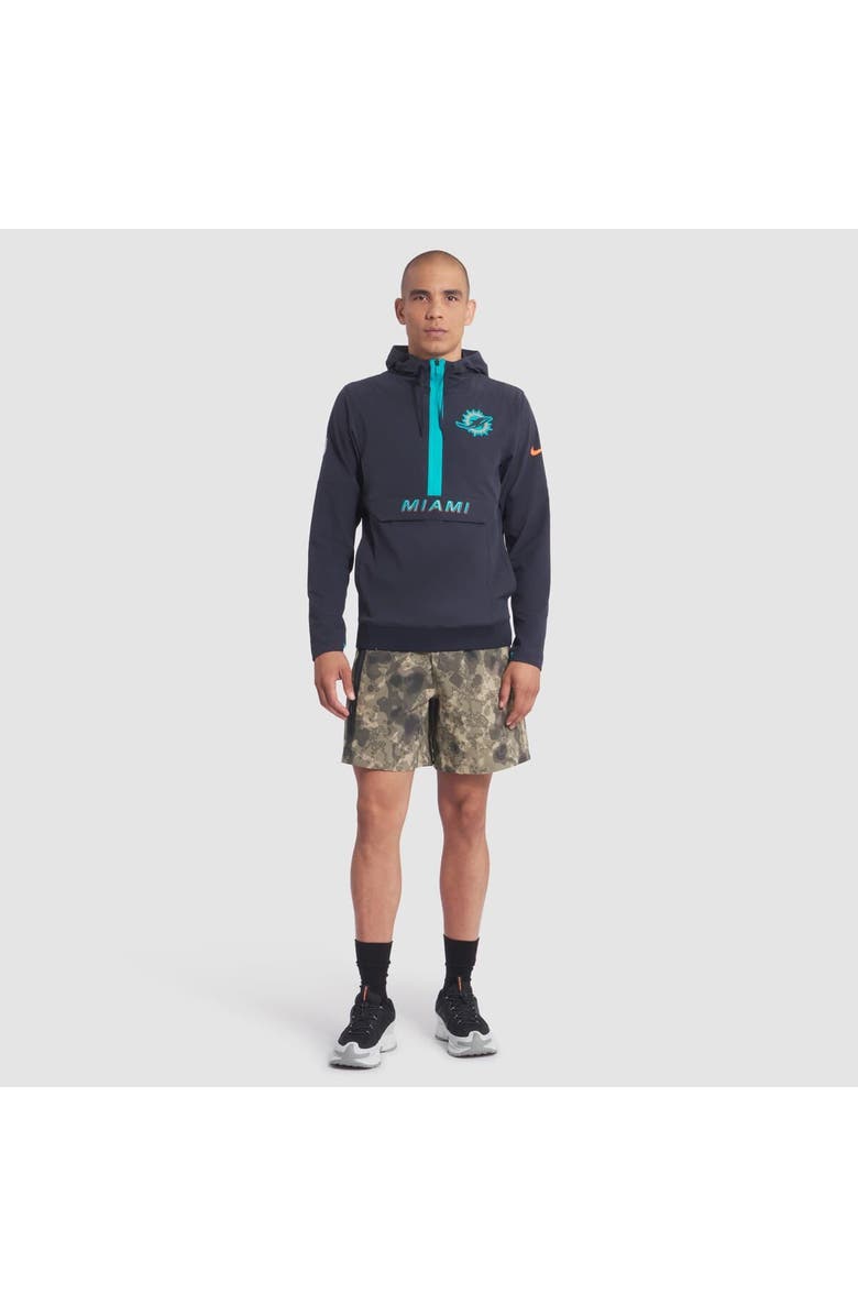 Nike Men's Nike Pitch Blue Miami Dolphins 2025 Rivalries Collection Sideline Anorak Half-Zip Hoodie Jacket, Alternate, color, Navy