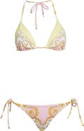 Versace Barocco Print Triangle Bikini Top