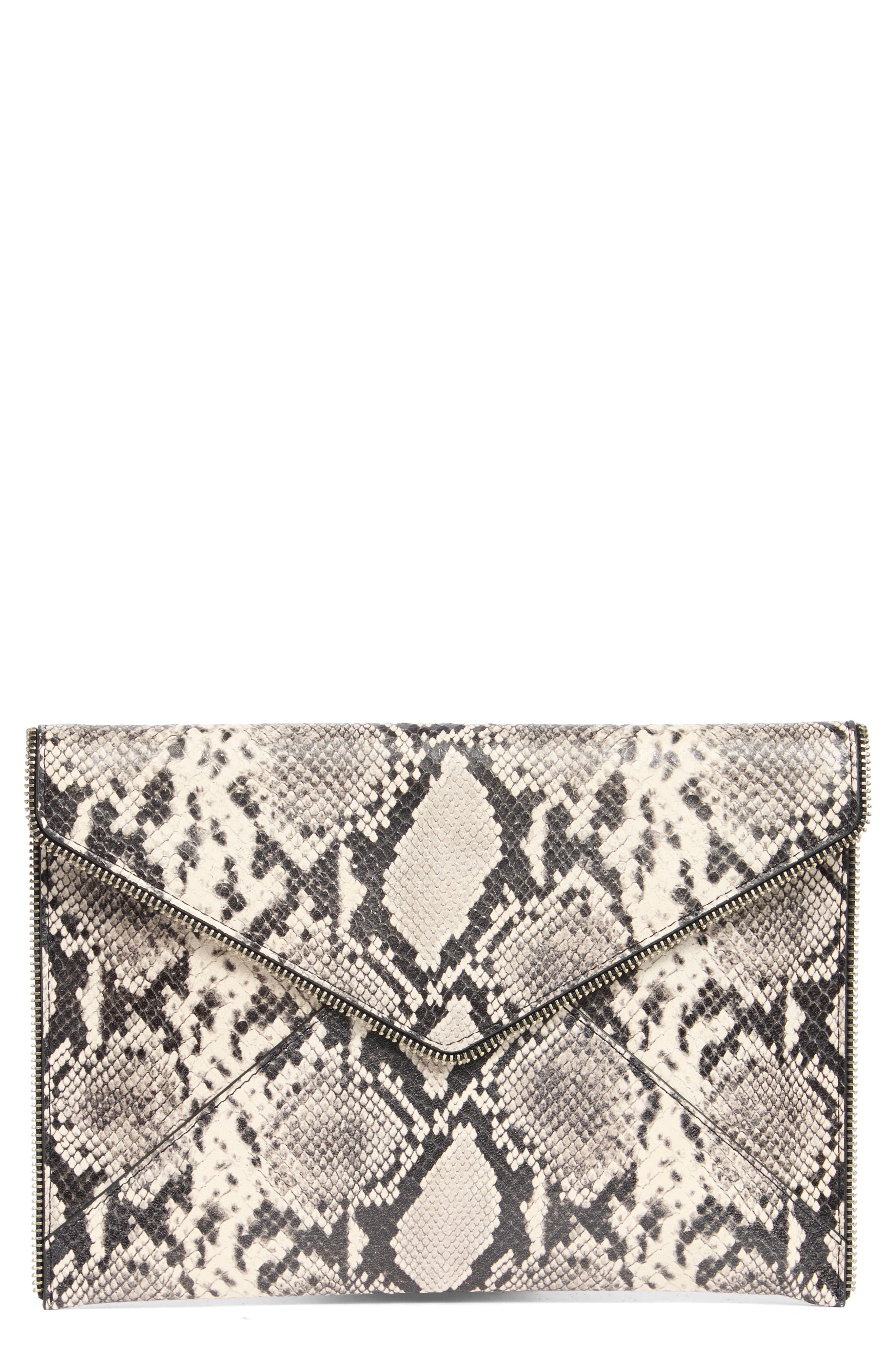 Rebecca Minkoff Leo Leather Envelope Clutch, Main, color, 