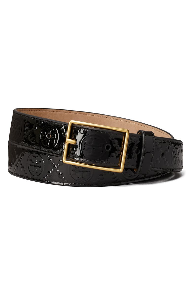 Tory Burch T Monogram Leather Belt, Main, color, 