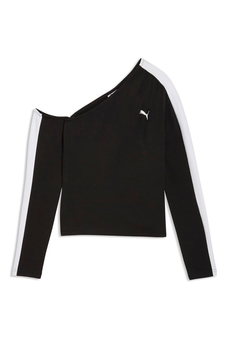 T7 Off the Shoulder Long Sleeve Top, Alternate, color, PUMA BLACK