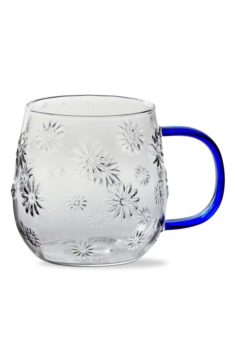 tag Flower Glass Mug Blue Glass Everyday, Main, color, Blue