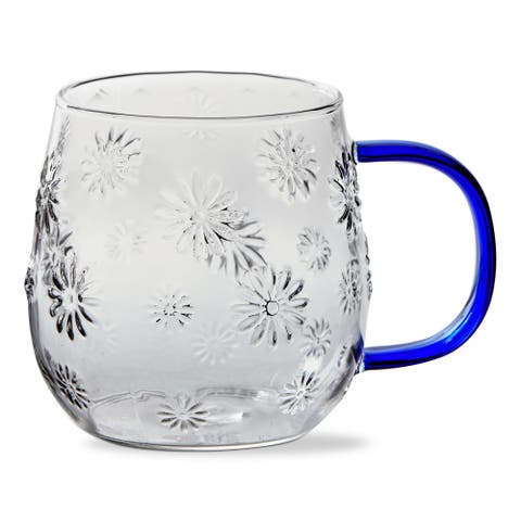Flower Glass Mug Blue Glass Everyday