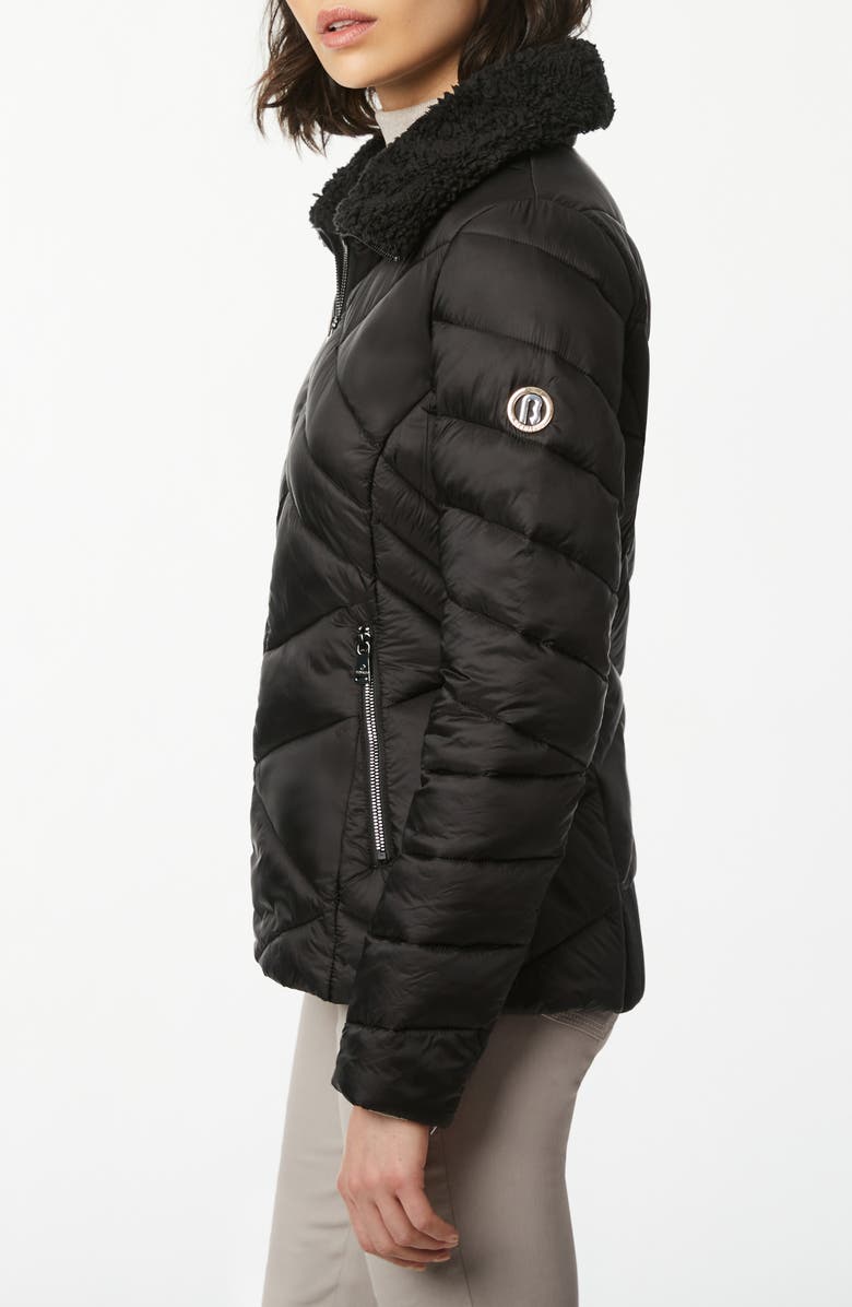 Bernardo Fleece Trim Quilted Puffer Coat, Alternate, color,