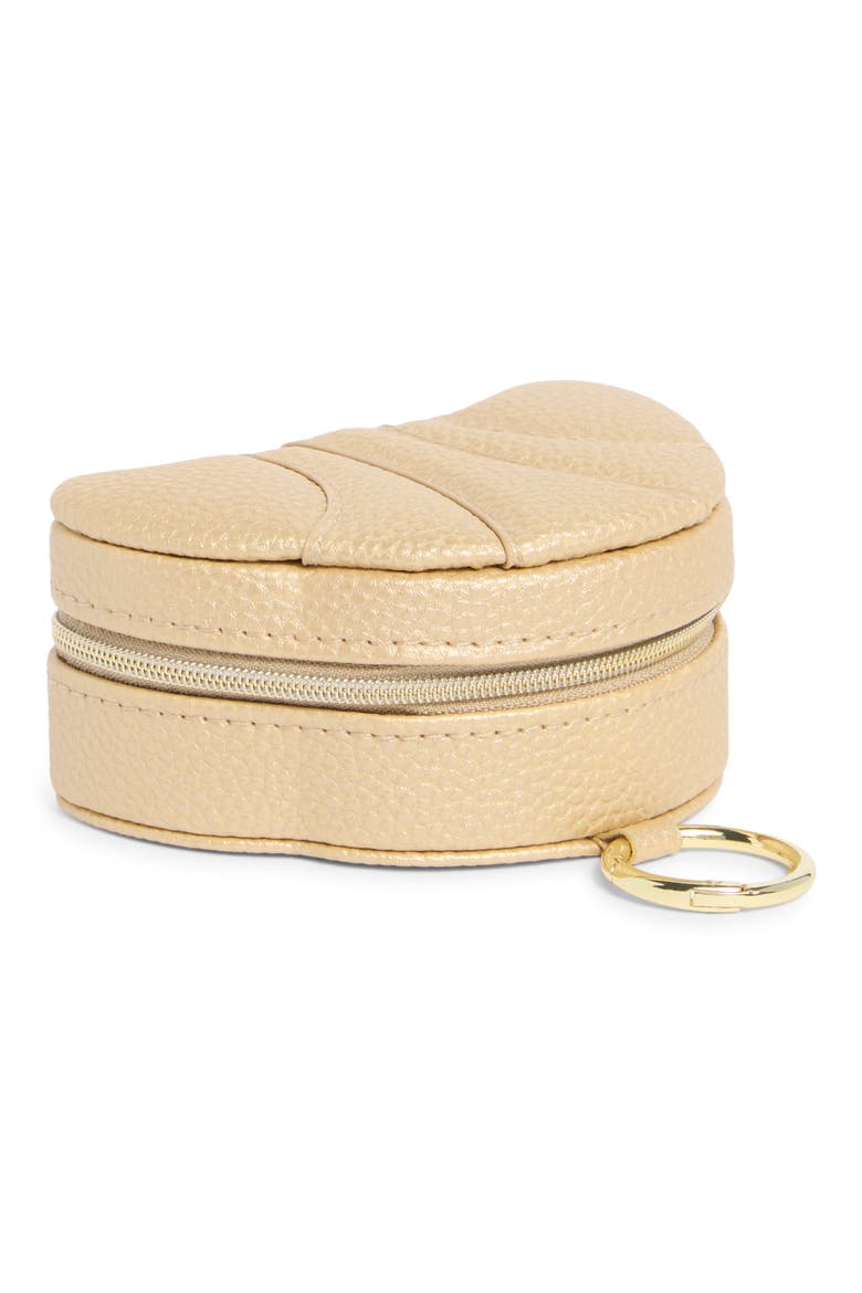 Croissant Faux Leather Jewelry Box, Main, color, GOLD METALLIC- GOLD