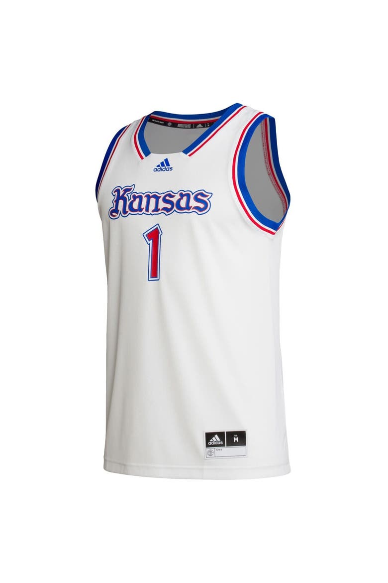 Men's adidas #1 White Kansas Jayhawks Alternate Swingman Jersey, Alternate, color, White