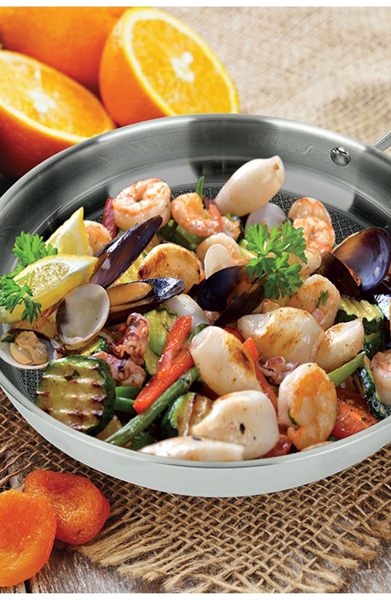 MASTERPAN 3-Ply Stainless Steel Premium Non-Stick Scratch Resistant 9.5" Fry Pan, Alternate, color,