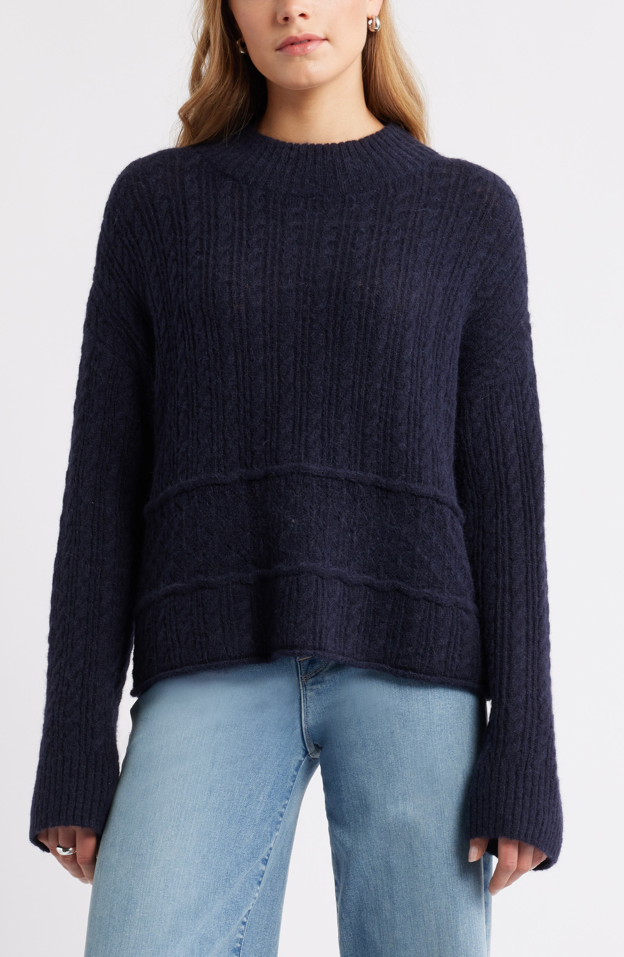 Treasure & Bond Mock Neck Alpaca & Wool Blend Sweater