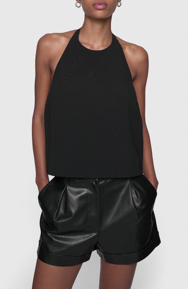 Rebecca Minkoff Jovie Belted Halter Neck Top, Main, color, True Black