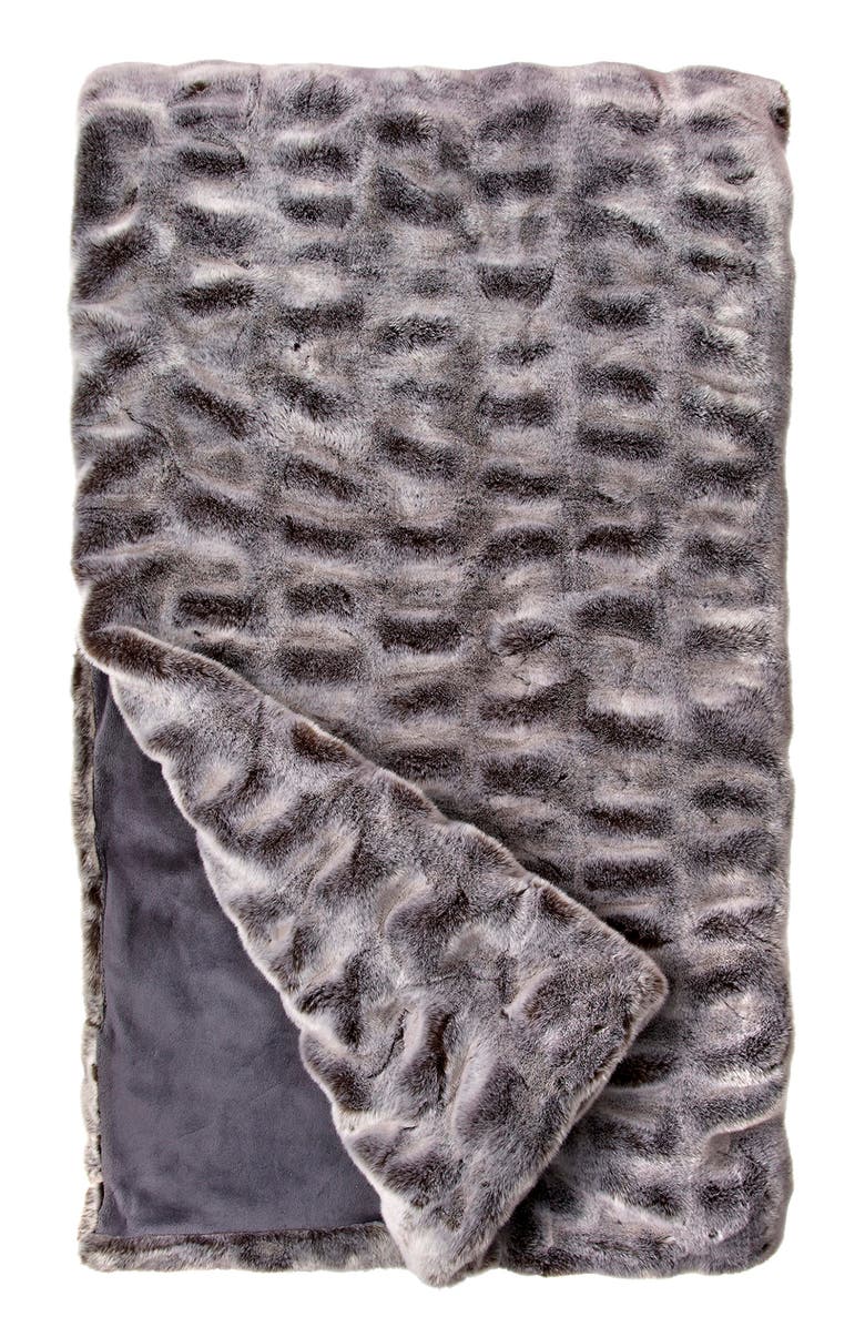 DONNA SALYERS FABULOUS FURS Gralcier Grey Faux Fur Couture Throw Blanket, Main, color, 
