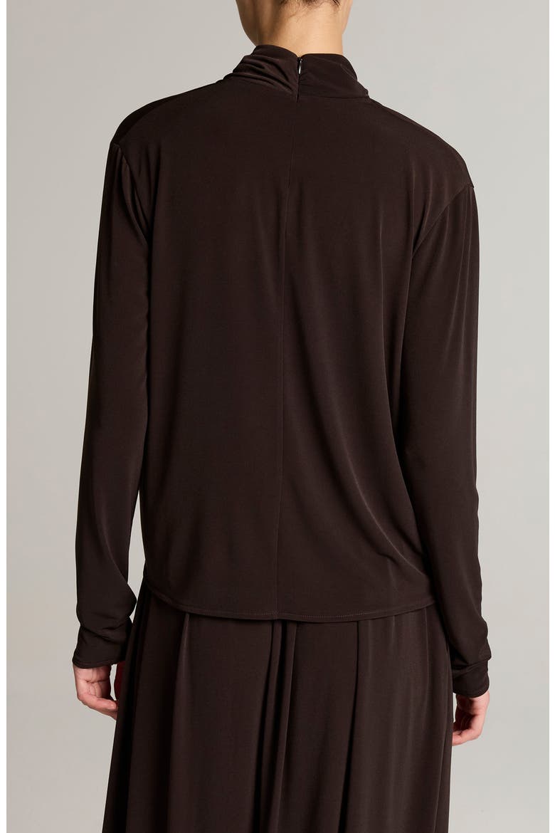 Draped Cowl Neck Long Sleeve Top, Alternate, color, SMOKED TRUFFLE