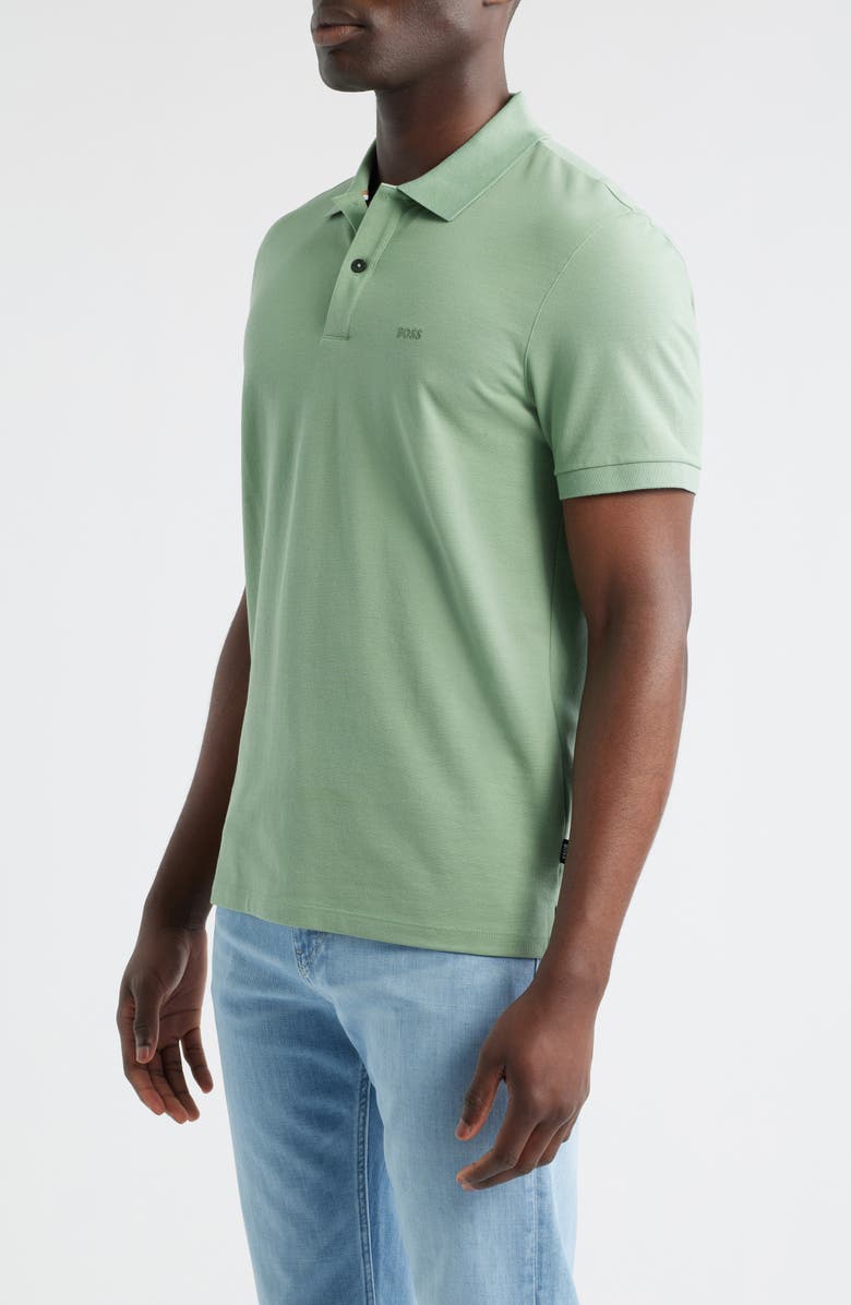 BOSS Pallas Cotton Polo, Alternate, color, Green Ii