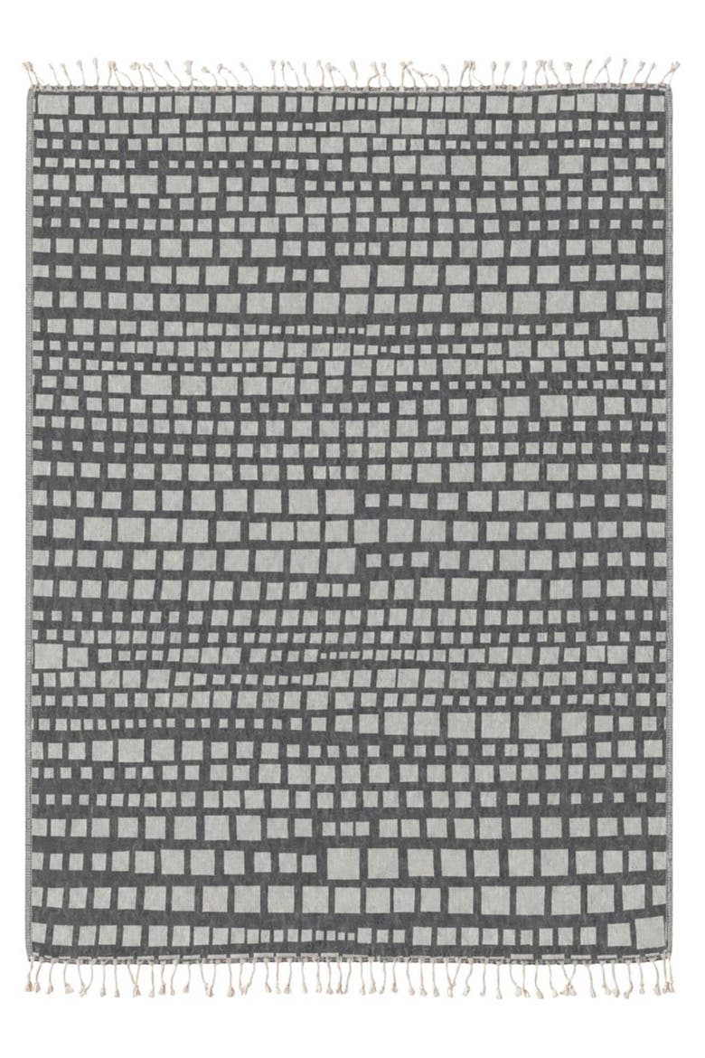 Cubist Reversible Organic Cotton Throw Blanket, Main, color, Grey