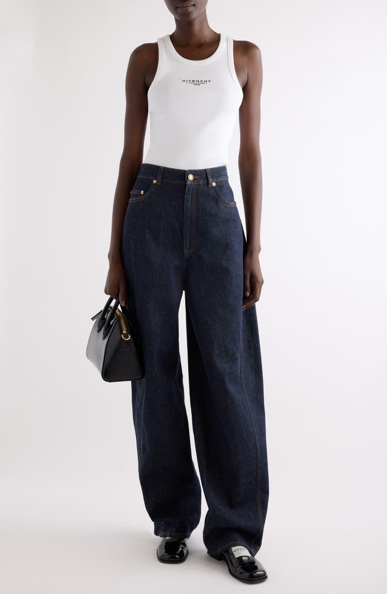 Givenchy Logo Wool & Silk Rib Tank, Alternate, color, White