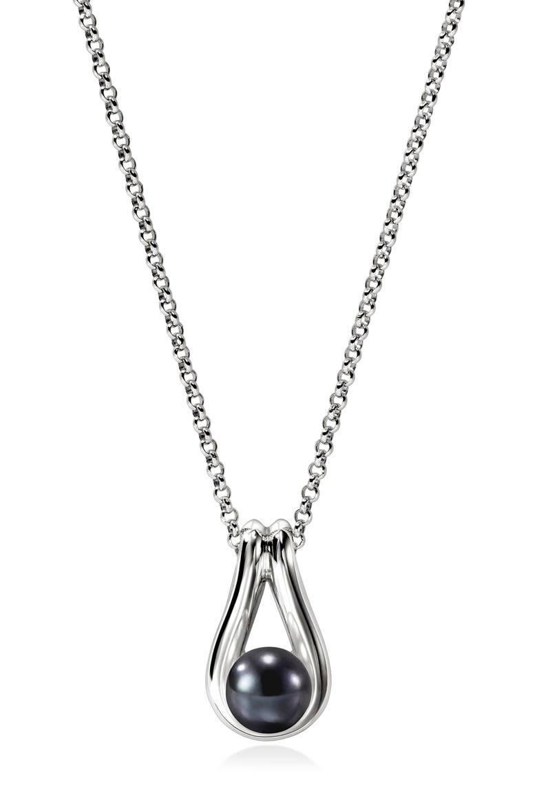 Surf Pendant Necklace, Grey Pearl, Main, color, SILVER GREY