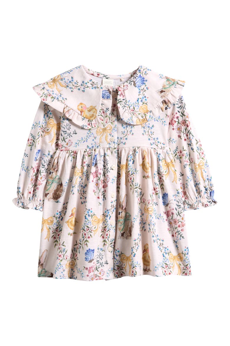 Kids' Floral Long Sleeve Cotton Dress, Main, color, CREAM