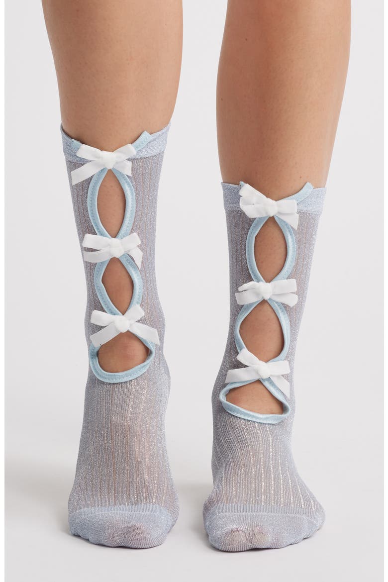 Metallic Crew Socks, Alternate, color, ICE/ WHITE