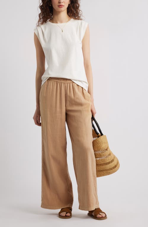 Treasure & Bond Pleat Shoulder Cotton Tank In Ivory Egret