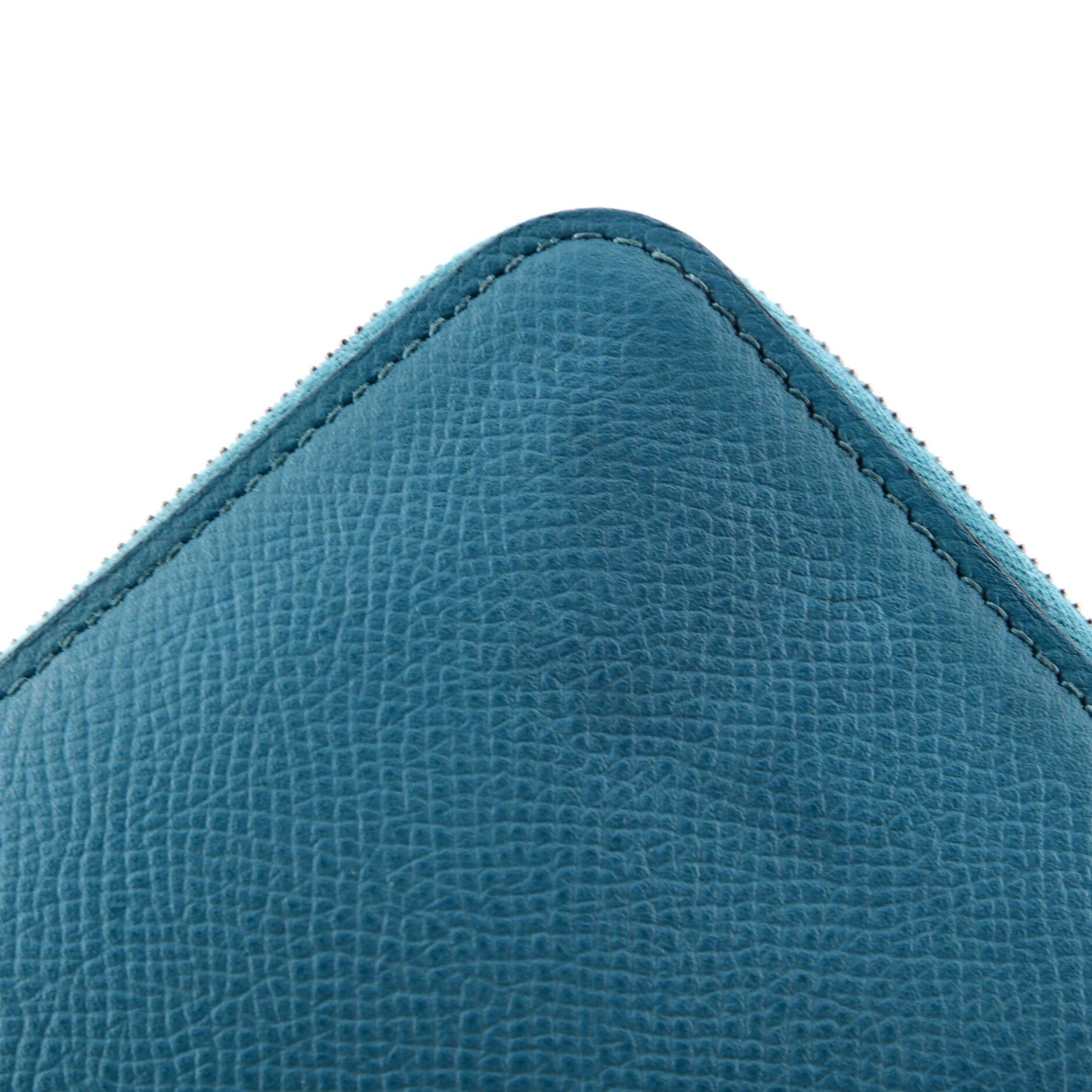 Pre-Owned Hermes Azap Zip Around Wallet Silk'in Epsom Compact, Alternate, color, Bleu Paon