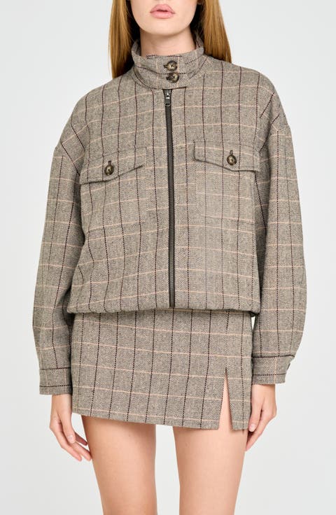 Copper Mixed Print Bomber Jacket