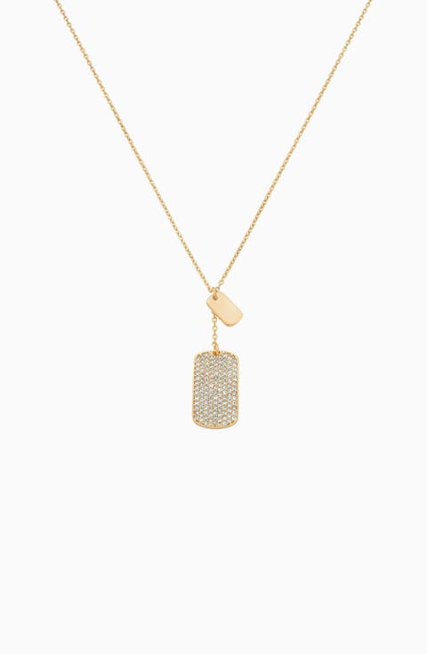 18k Gold Plated Sterling Silver Tag Pendant Necklace Gift Idea