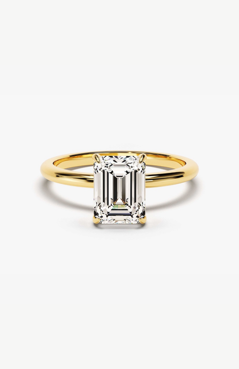 Valentina Moissanite 3 ct. t.w. Emerald Cut Solitaire Ring in Gold Vermeil