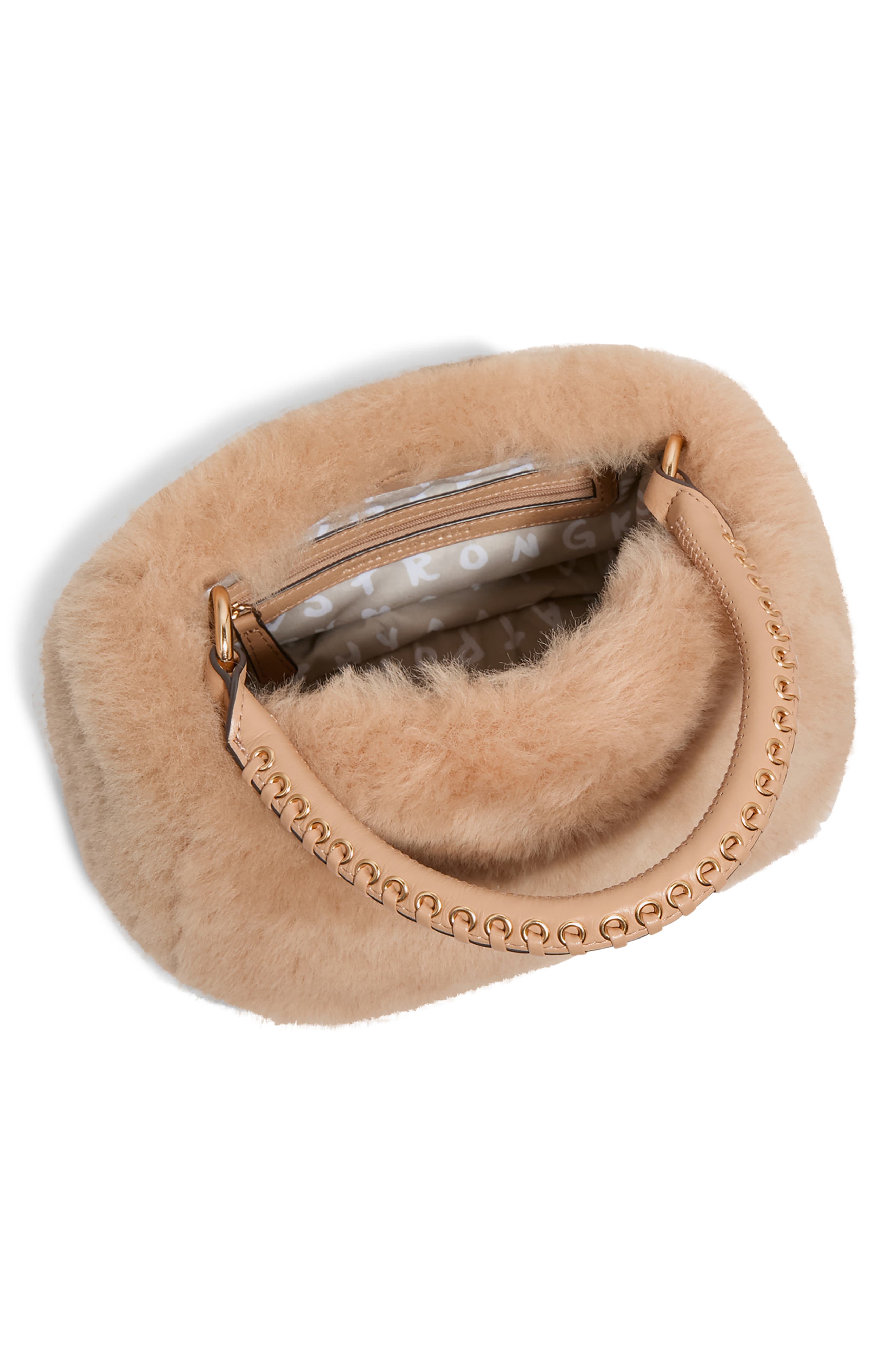 AIMEE Top Handle Genuine Shearling & Leather Crossbody Bag, Alternate, color, 