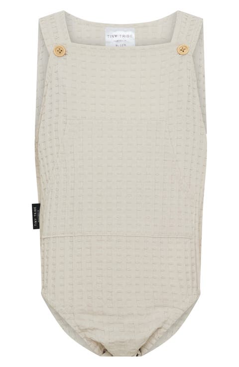 Waffle Texture Overall Bubble Romper (Baby)