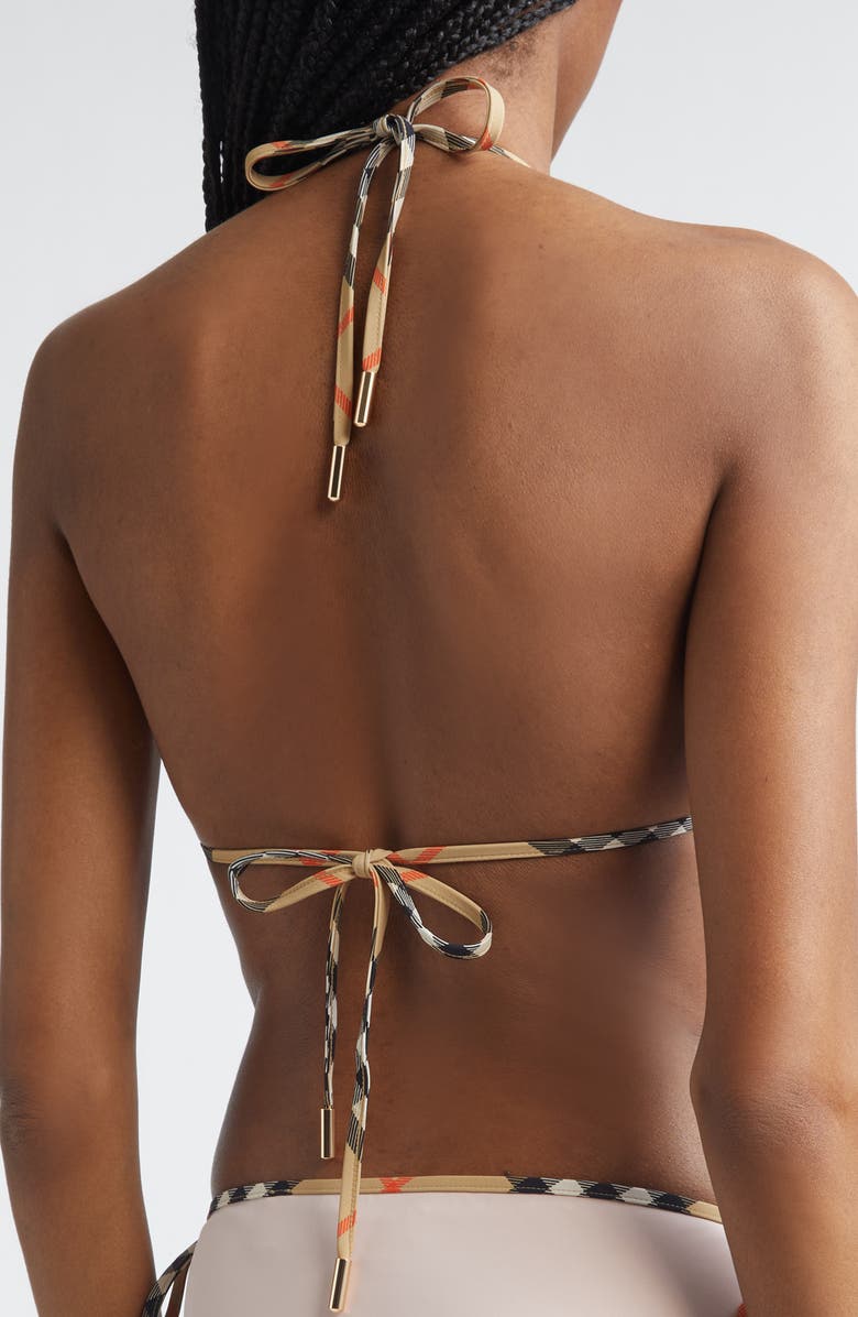 Burberry Mata Check Trim Sting Bikini Top, Alternate, color, Bouquet