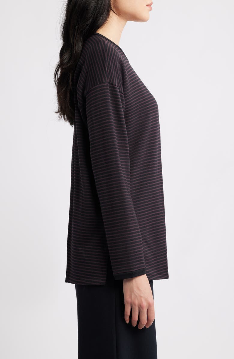 Eileen Fisher Stripe Long Sleeve Top, Alternate, color, Cassis
