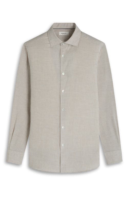 Bugatchi Axel Shaped Fit Micro Gingham Button-up Shirt In Neutral