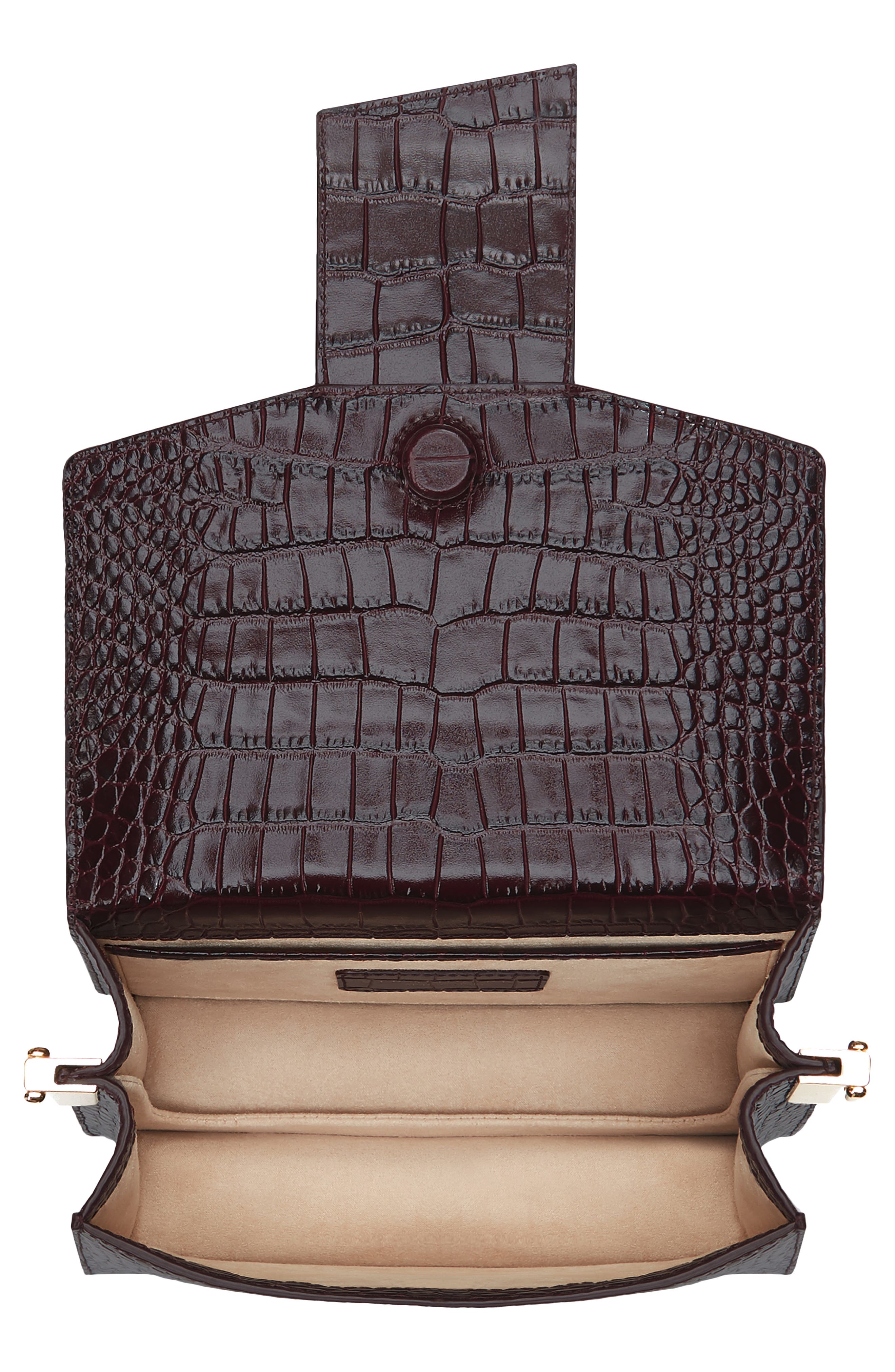Strathberry Box Crescent Croc Embossed Shoulder Bag, Alternate, color, 