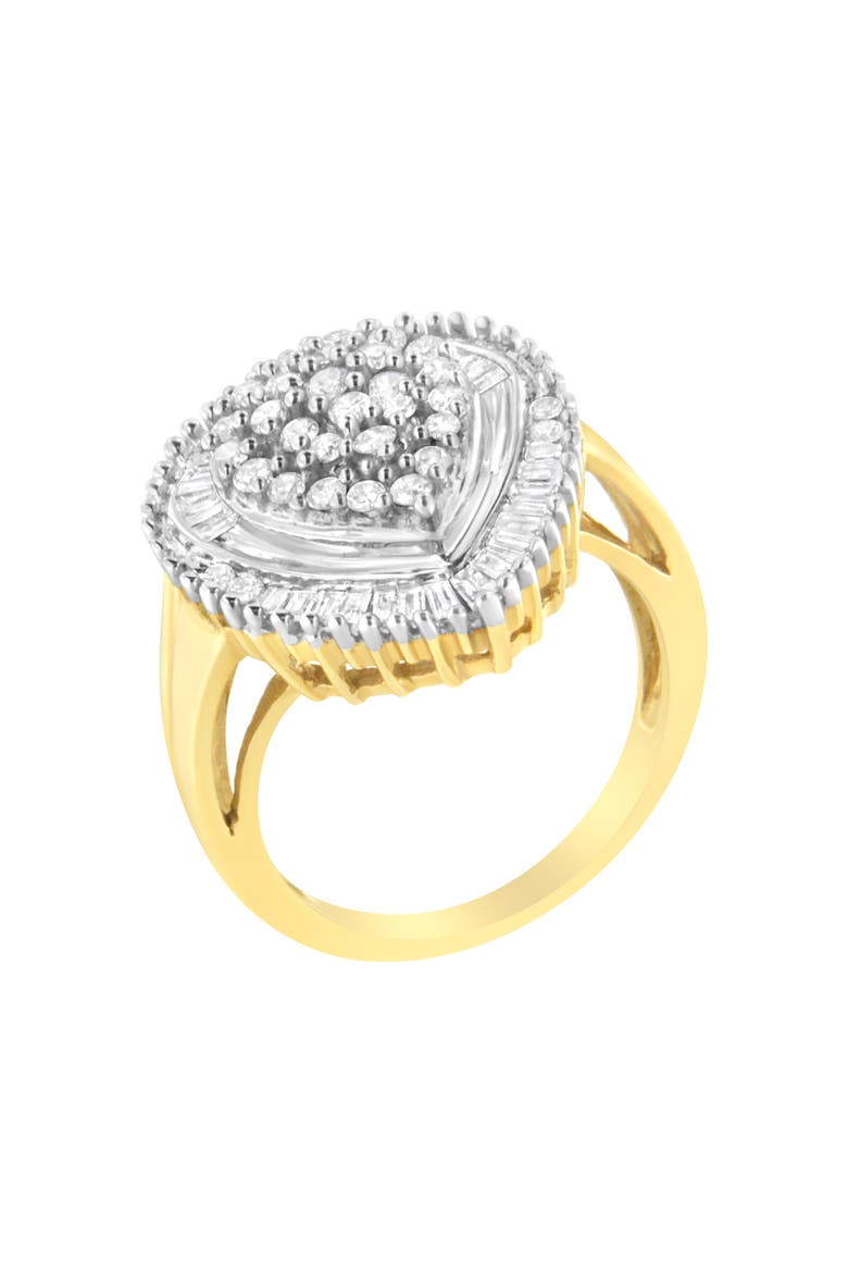 10K Yellow Gold 1.0 Cttw Diamond Oval Shaped Cluster Ring, Alternate, color, Yellow Gold