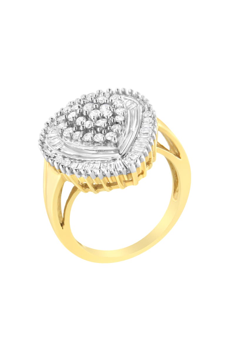 Haus of Brilliance 10K Yellow Gold 1.0 Cttw Diamond Oval Shaped Cluster Ring, Alternate, color, Yellow Gold