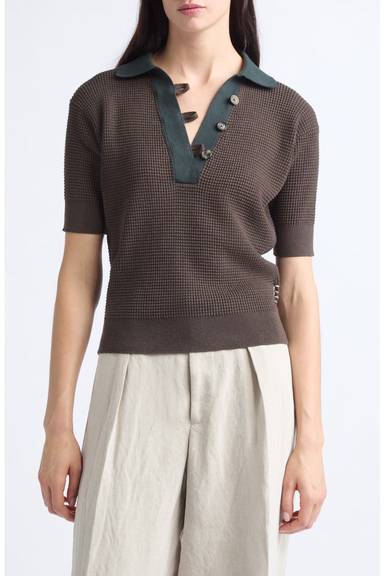 Cotton & Cashmere Blend Polo Sweater, Main, color, MILITARY GREEN