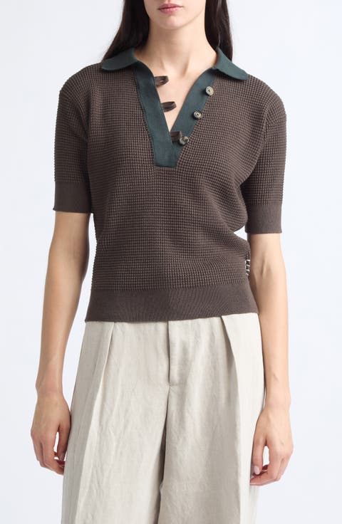 Cotton & Cashmere Blend Polo Sweater